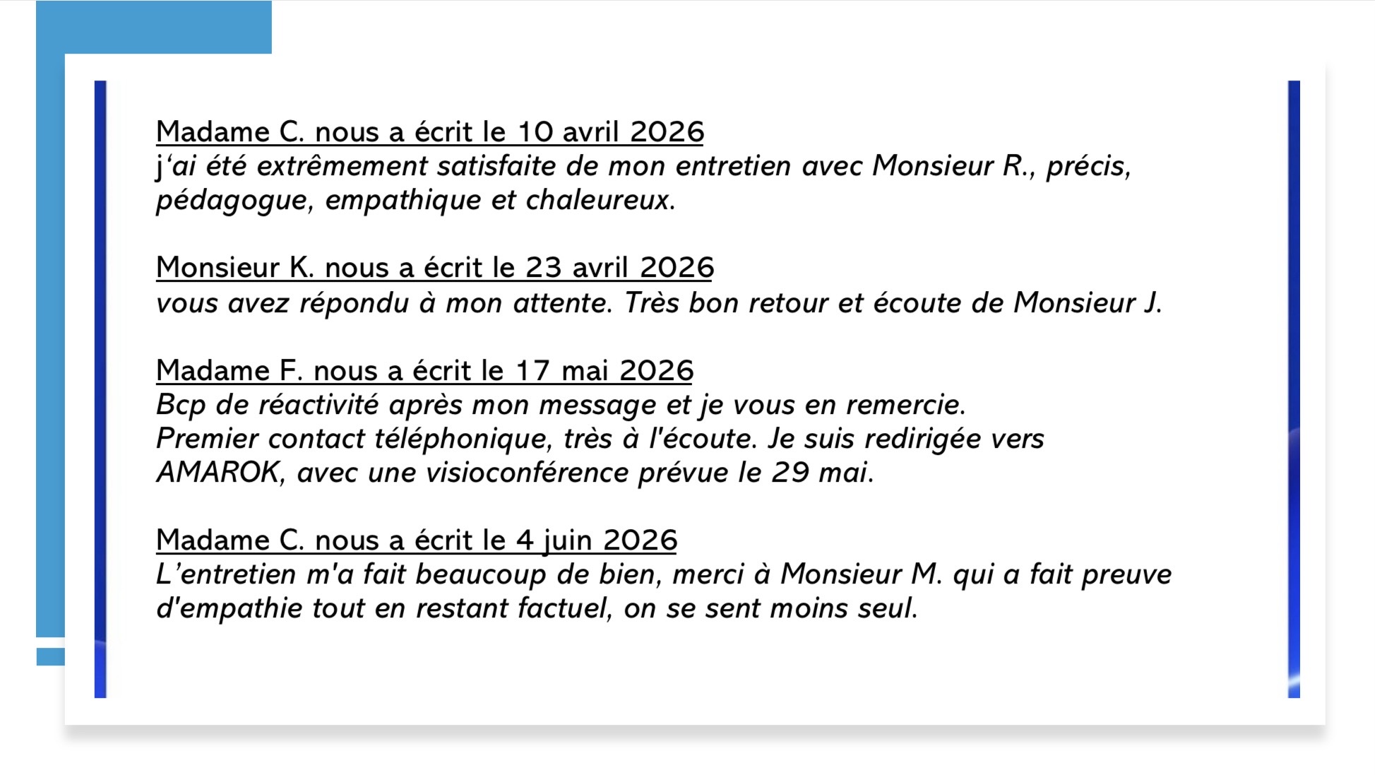 Témoignages d’entrepreneurs Mm C